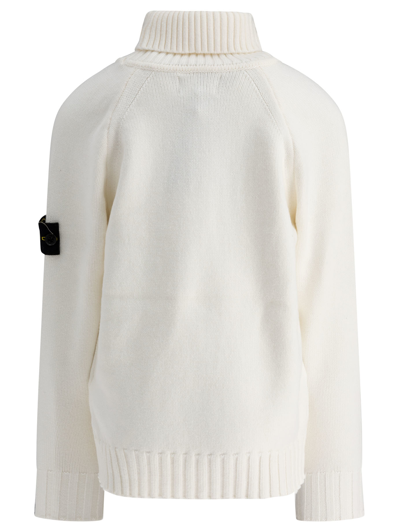 STONE ISLAND JUNIOR White Compass turtleneck sweater